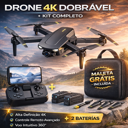 Drone com duas câmaras 4K + Mala de transporte grátis